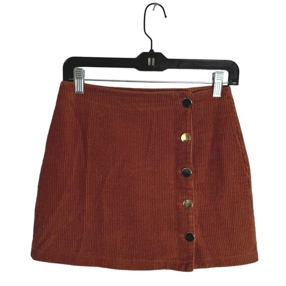 Lulu’s Corduroy Mini Skirt Women Sz XS Brown Autumn Academia Schoolgirl Preppy - Picture 1 of 8